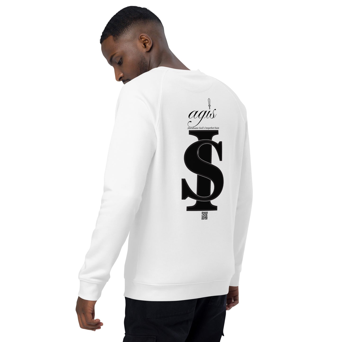 Unisex organic raglan sweatshirt BLACK CROSS