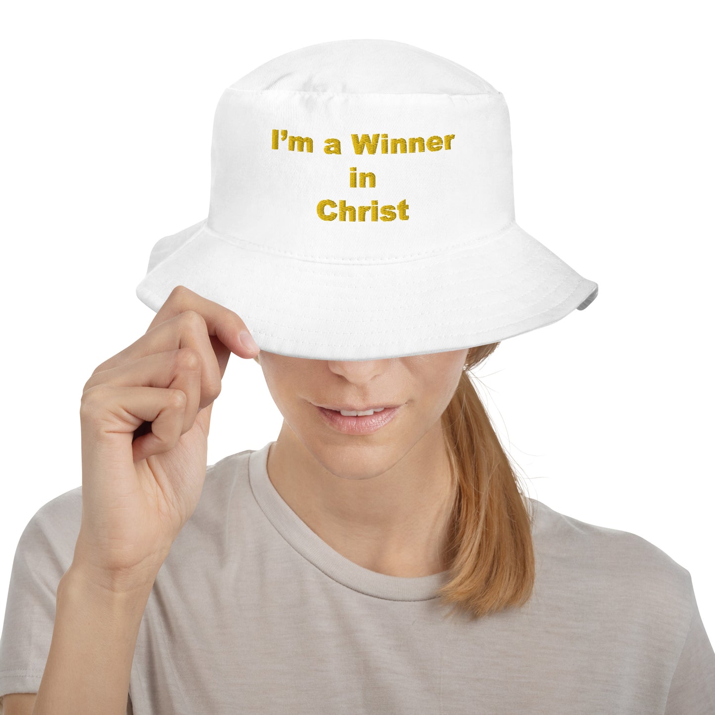 Bucket Hat With Gold Letters