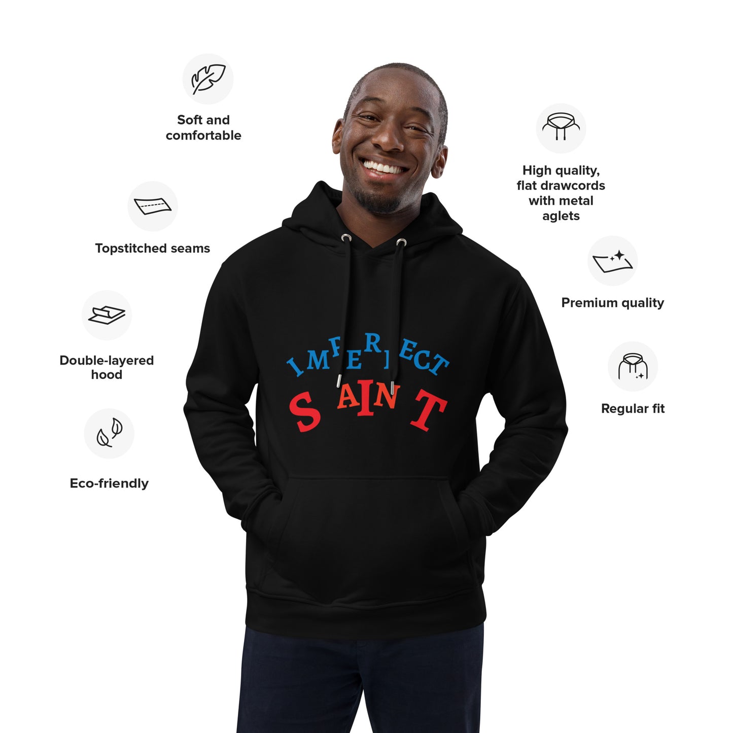 IMPERFECT SAINT DUAL COLORS Premium eco hoodie