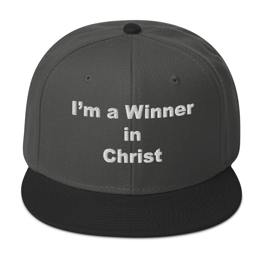 WINNER Snapback Hat WHITE STITCH