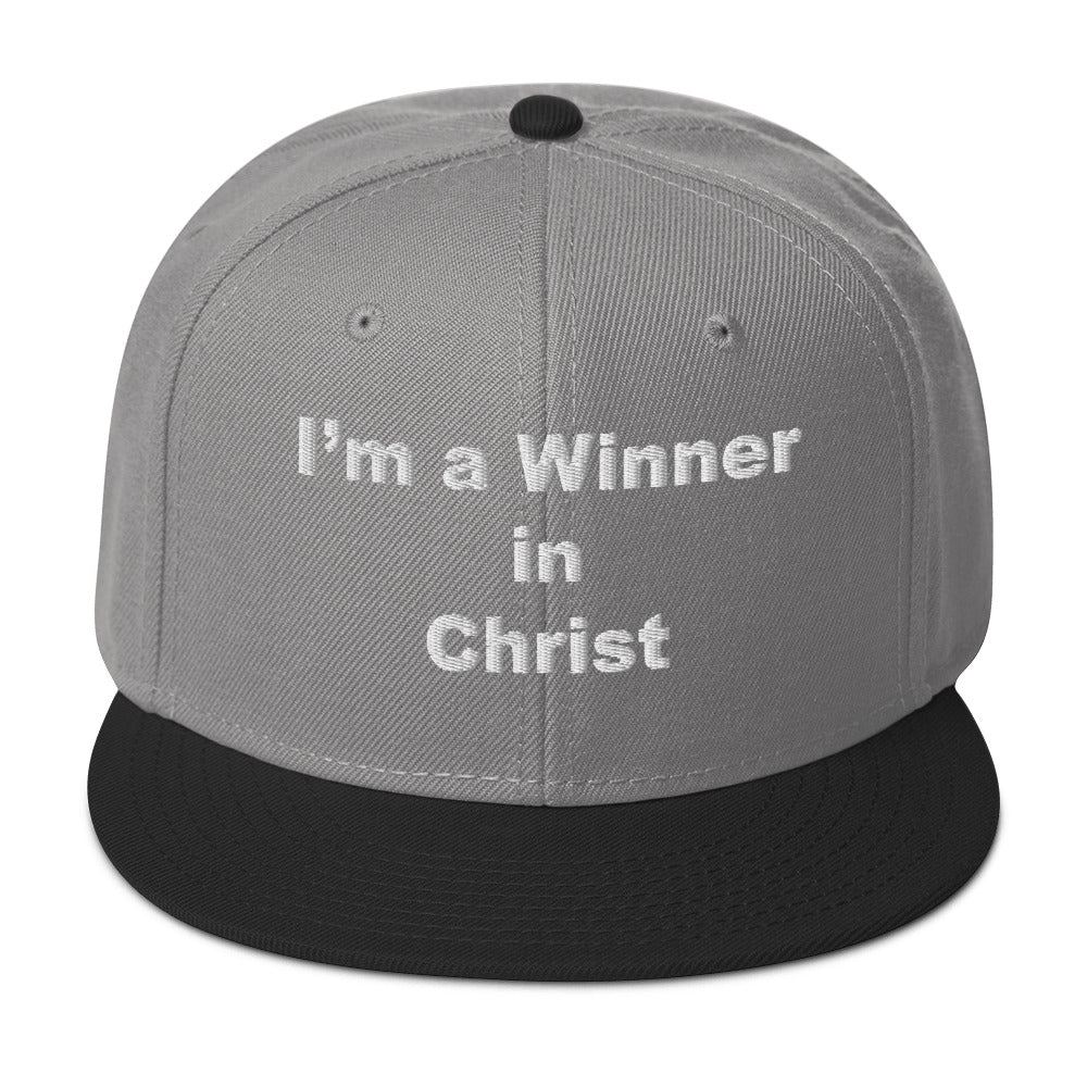 WINNER Snapback Hat WHITE STITCH