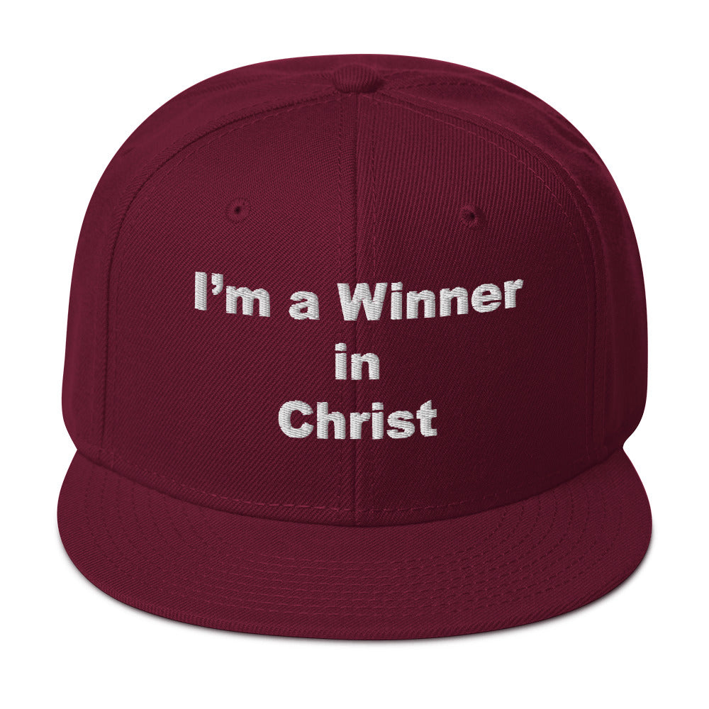 WINNER Snapback Hat WHITE STITCH