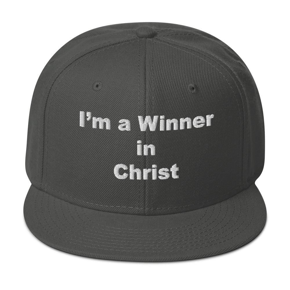 WINNER Snapback Hat WHITE STITCH