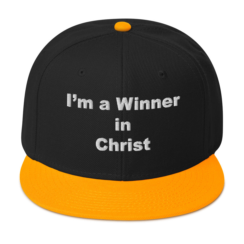 WINNER Snapback Hat WHITE STITCH