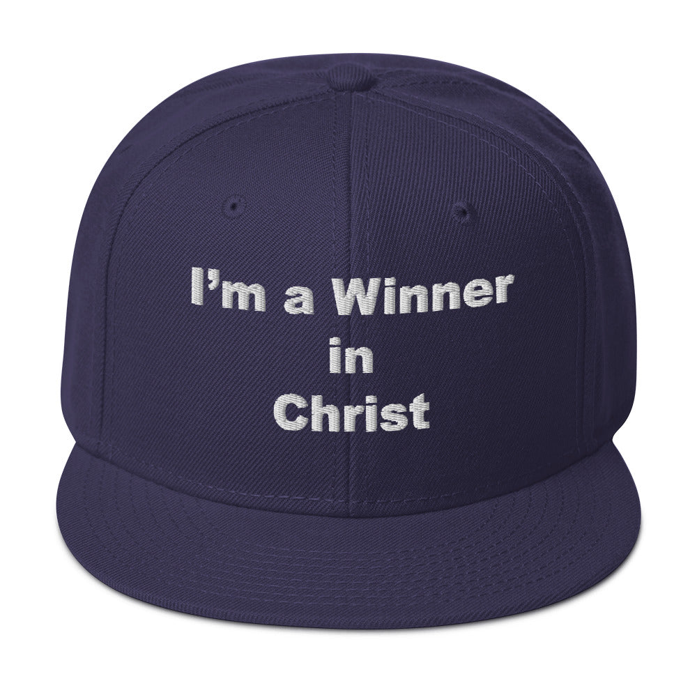 WINNER Snapback Hat WHITE STITCH