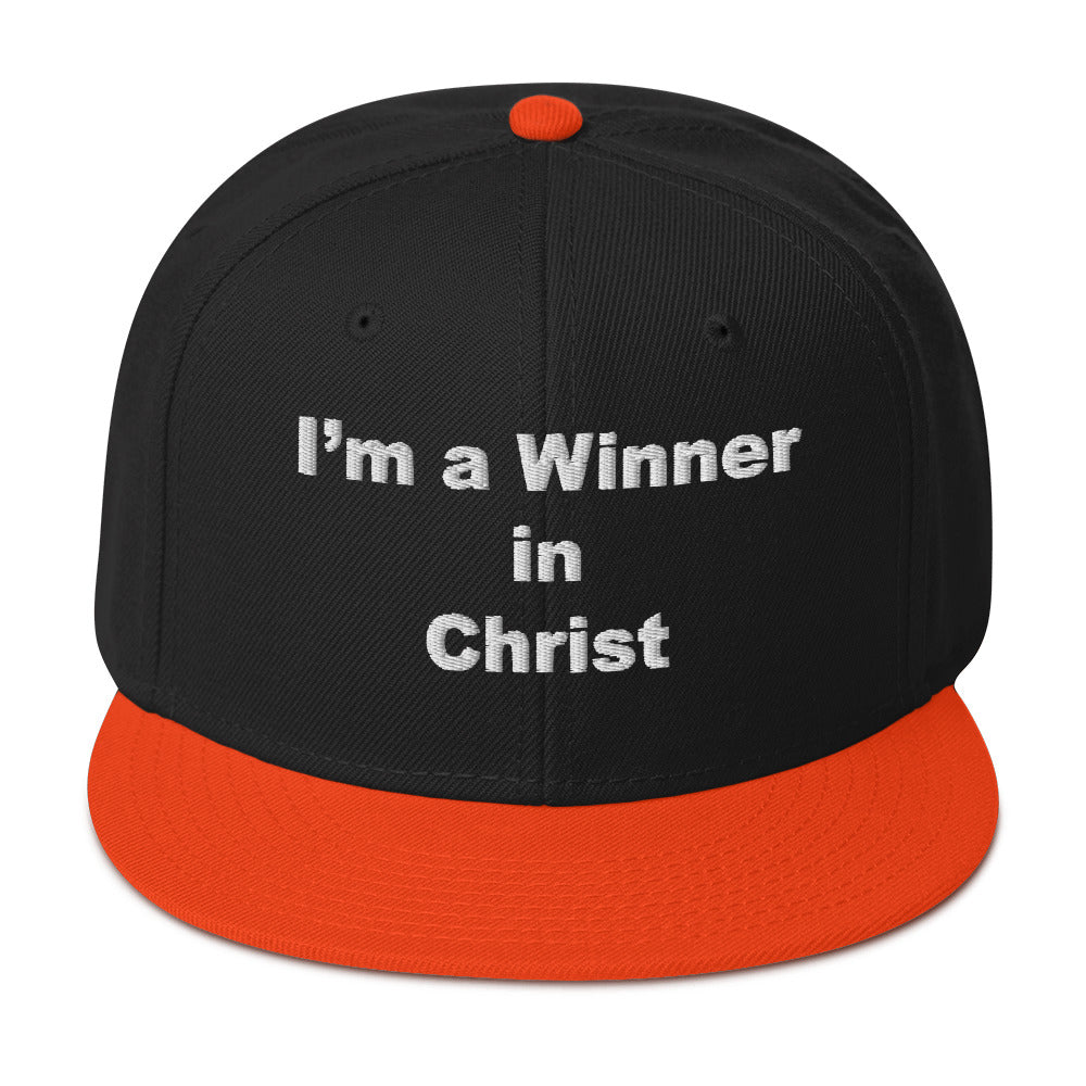 WINNER Snapback Hat WHITE STITCH