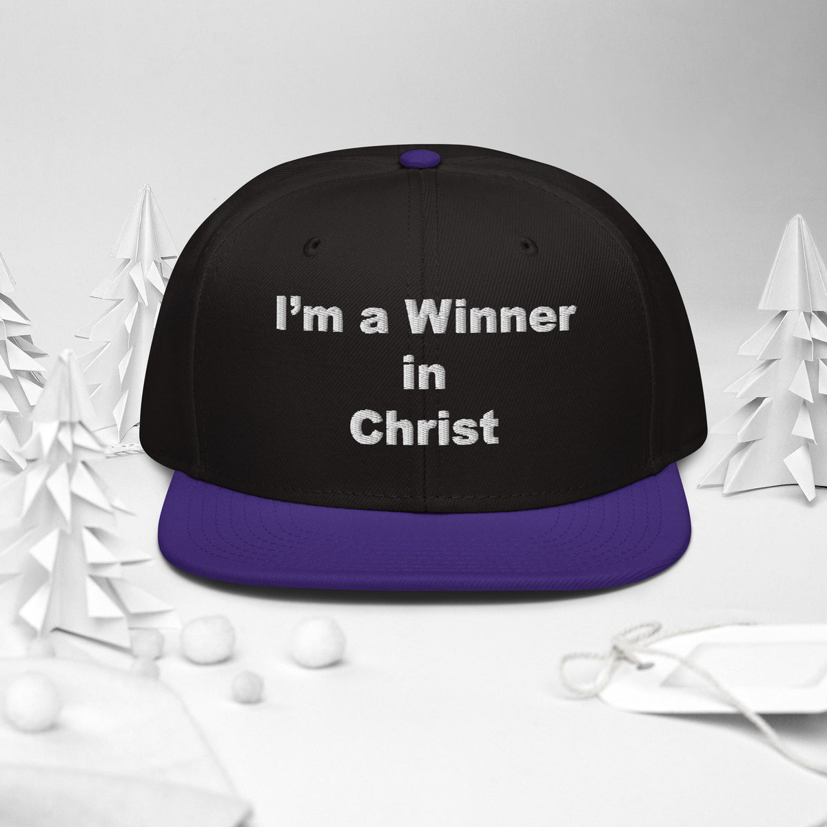 WINNER Snapback Hat WHITE STITCH