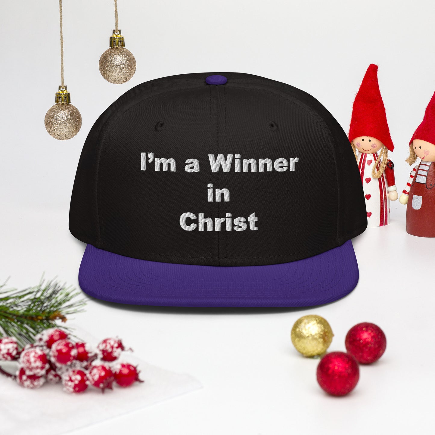 WINNER Snapback Hat WHITE STITCH