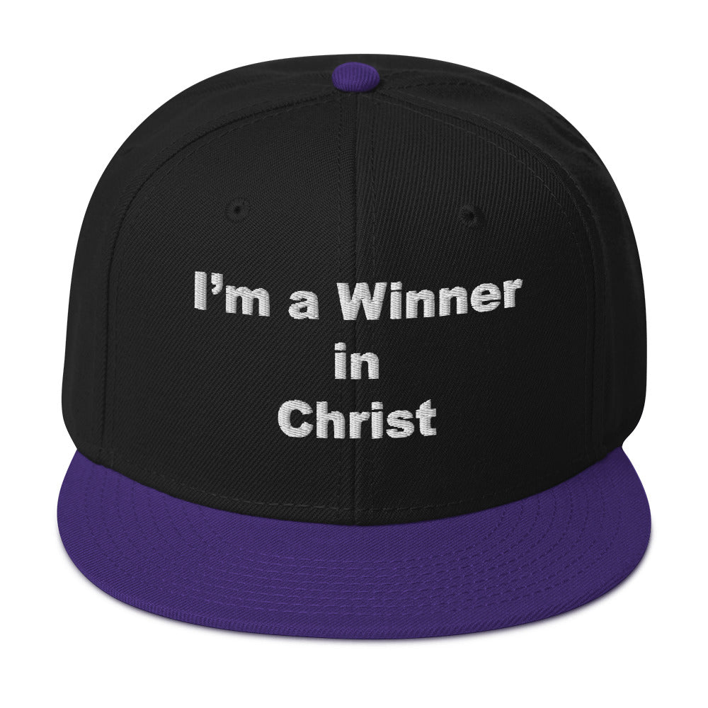 WINNER Snapback Hat WHITE STITCH