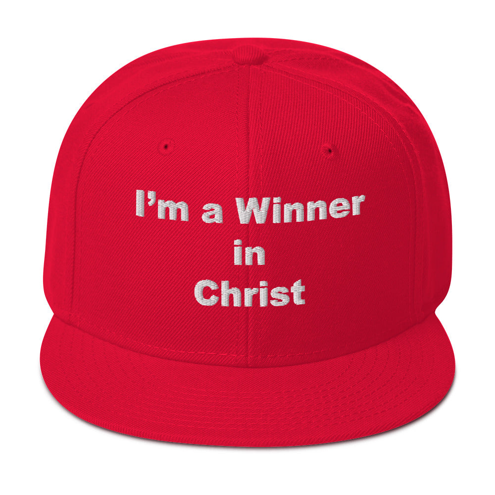WINNER Snapback Hat WHITE STITCH