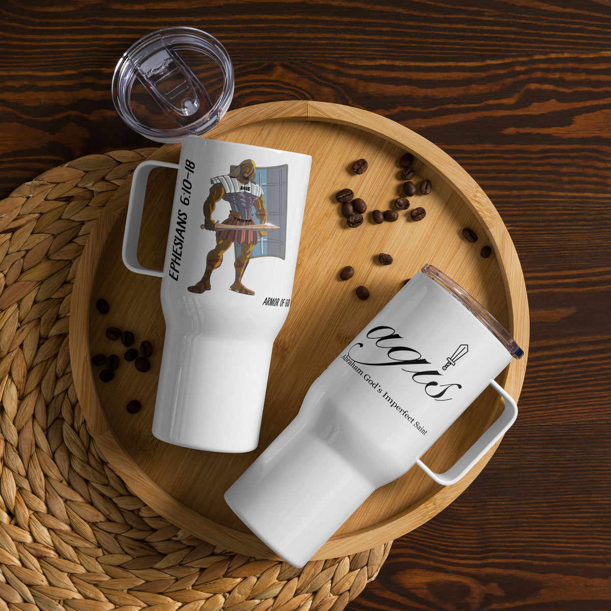 Travel mug with a handle