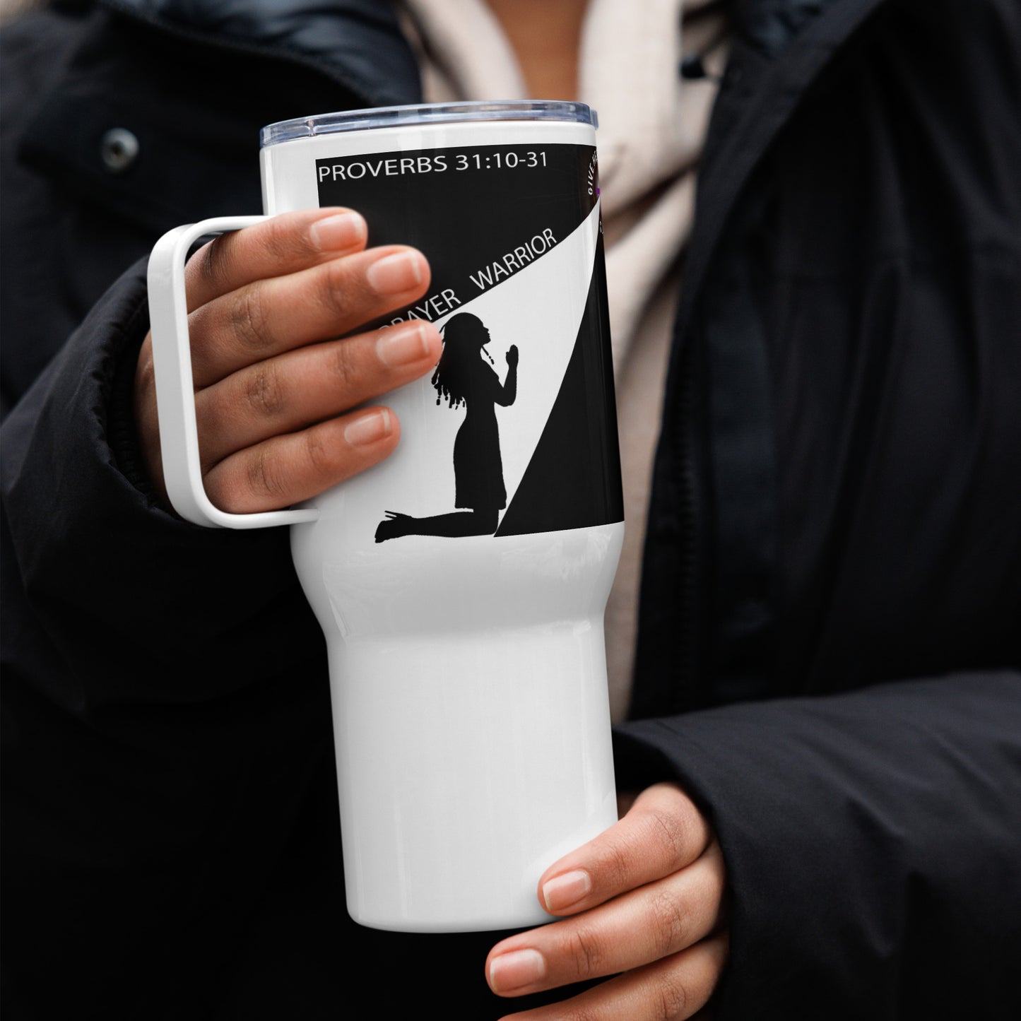 PRAYER WARRIOR Travel mug with a handle