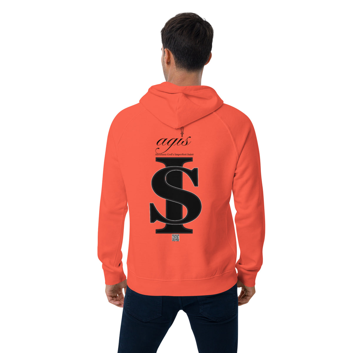 REAL LOVE  Unisex eco raglan hoodie BLACK CROSS