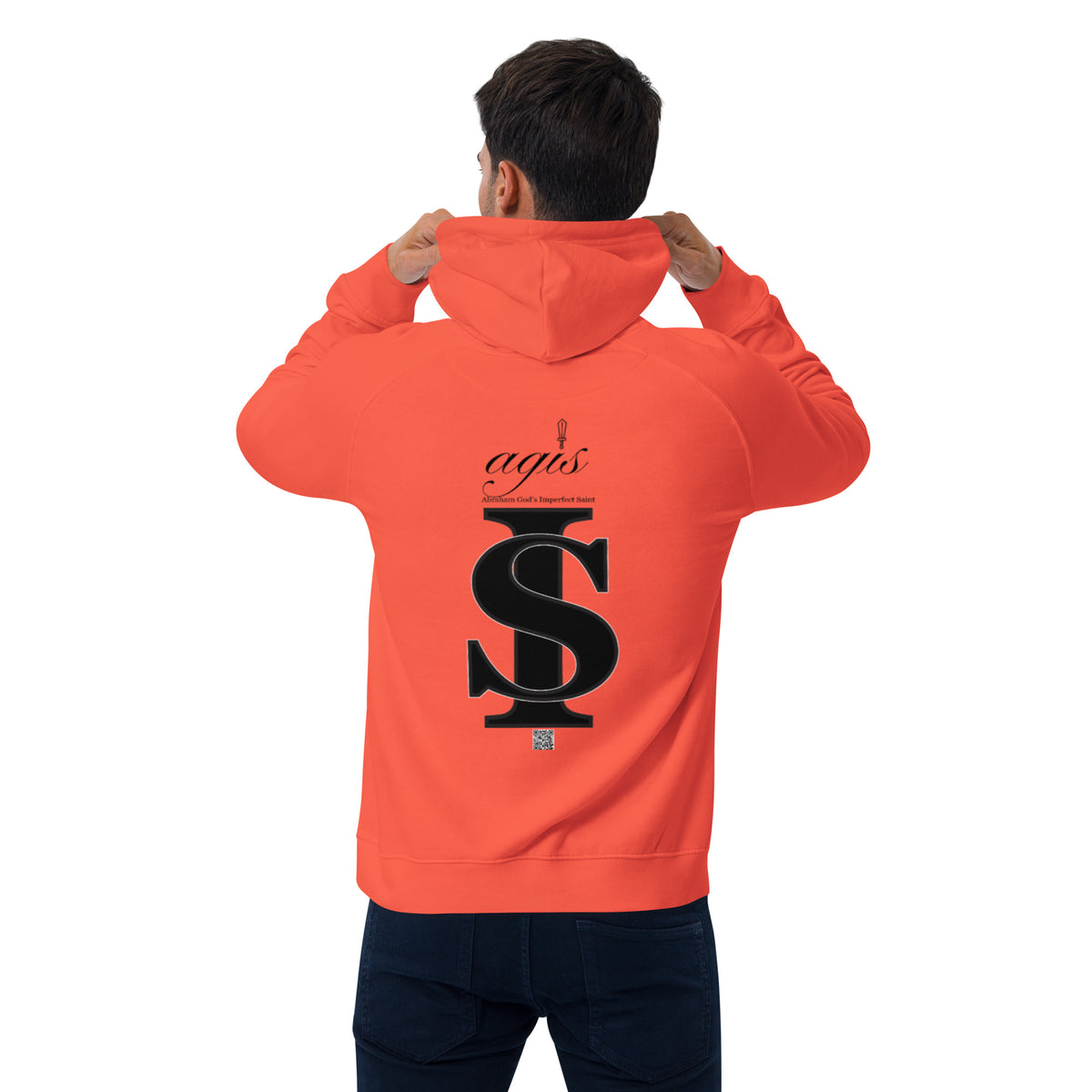 REAL LOVE  Unisex eco raglan hoodie BLACK CROSS