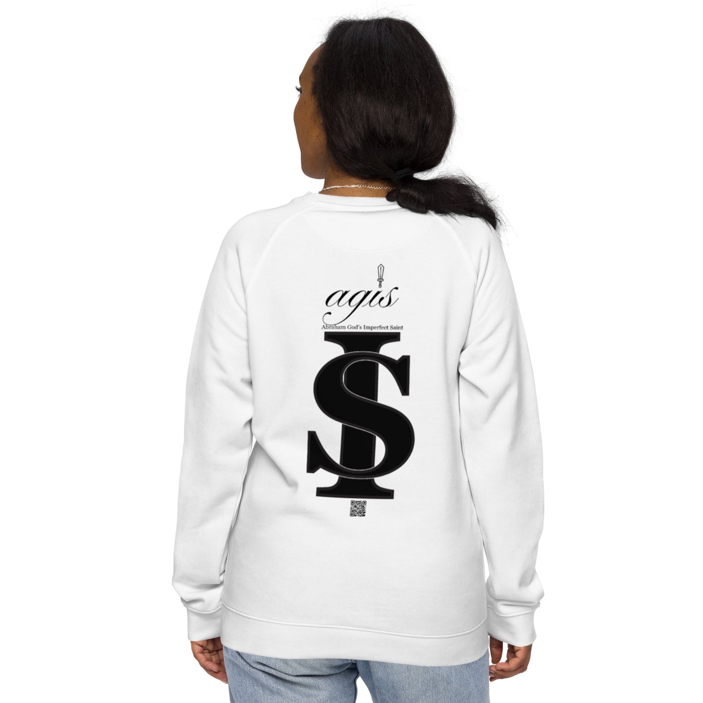 REAL LOVE Unisex organic raglan sweatshirt BLACK STITCH