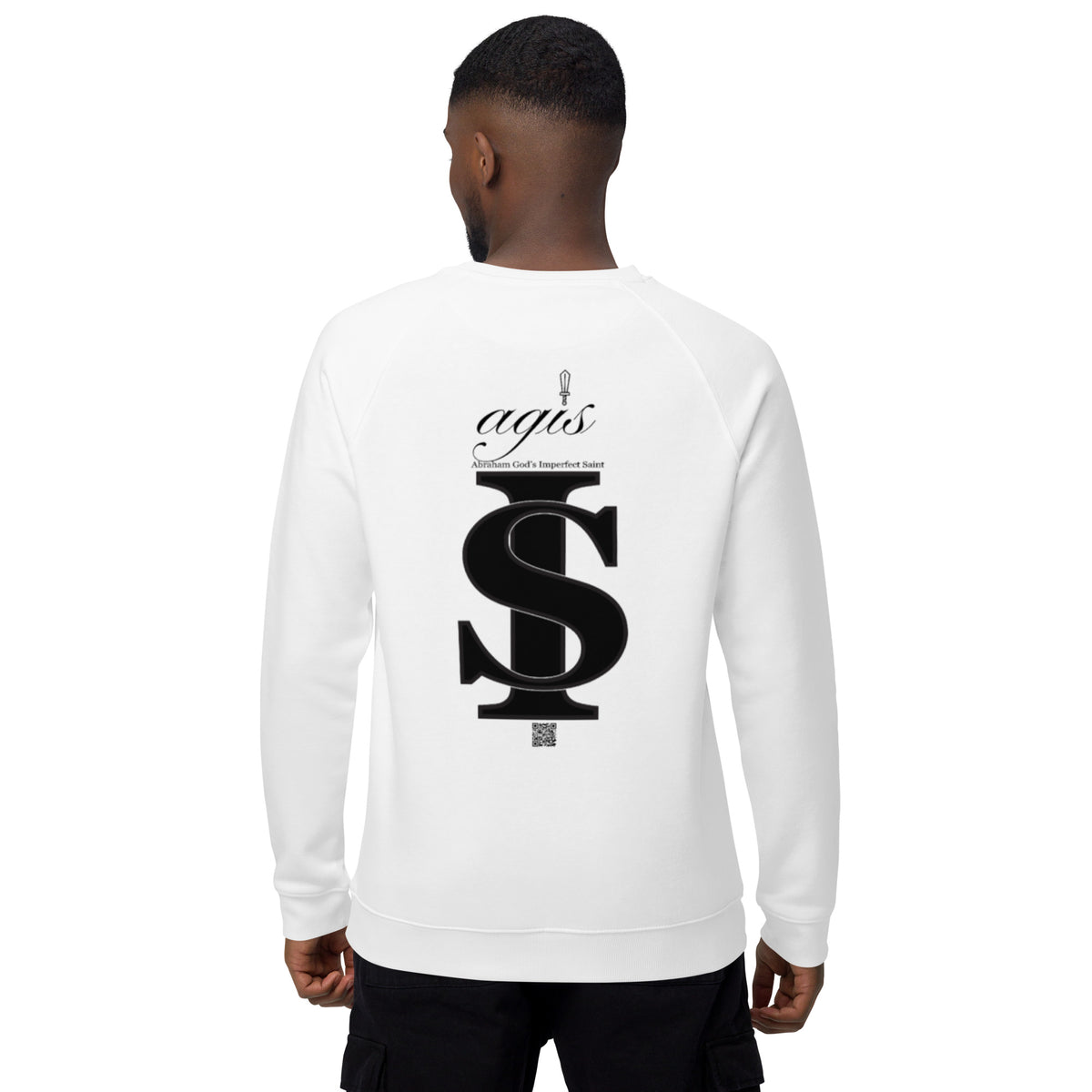 REAL LOVE Unisex organic raglan sweatshirt BLACK STITCH