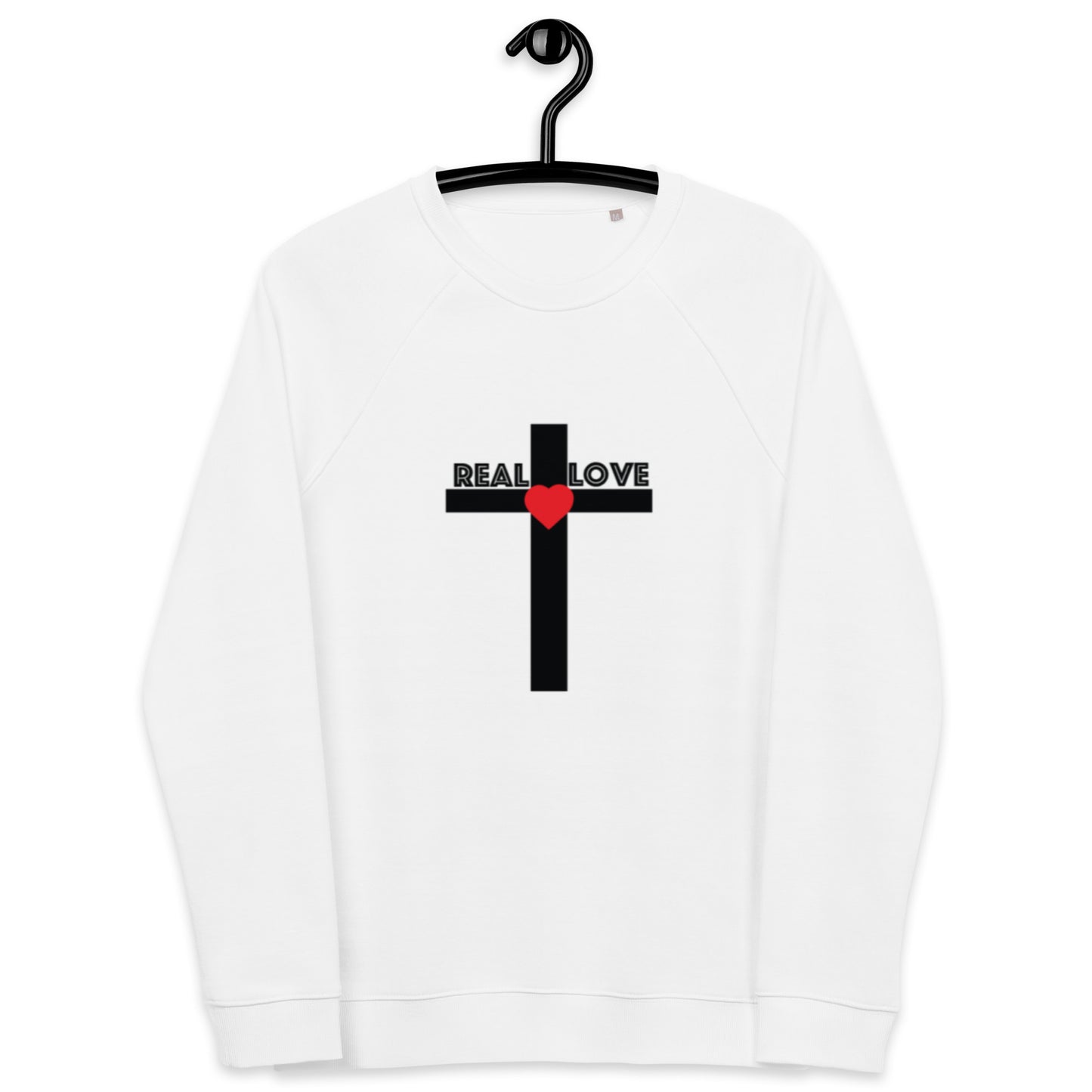 Unisex organic raglan sweatshirt BLACK CROSS