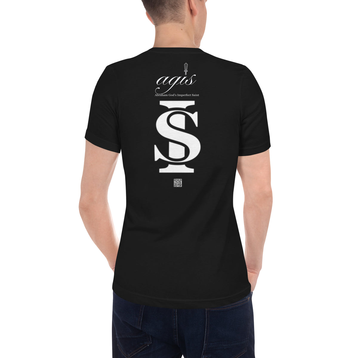Unisex Short Sleeve V-Neck T-Shirt WHITE STITCH