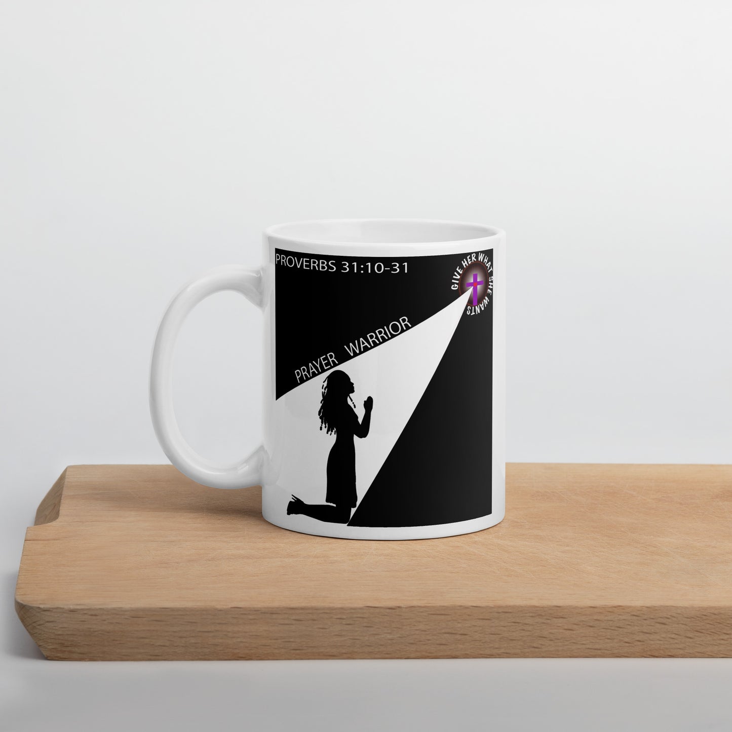 PRAYER WARRIOR White glossy mug